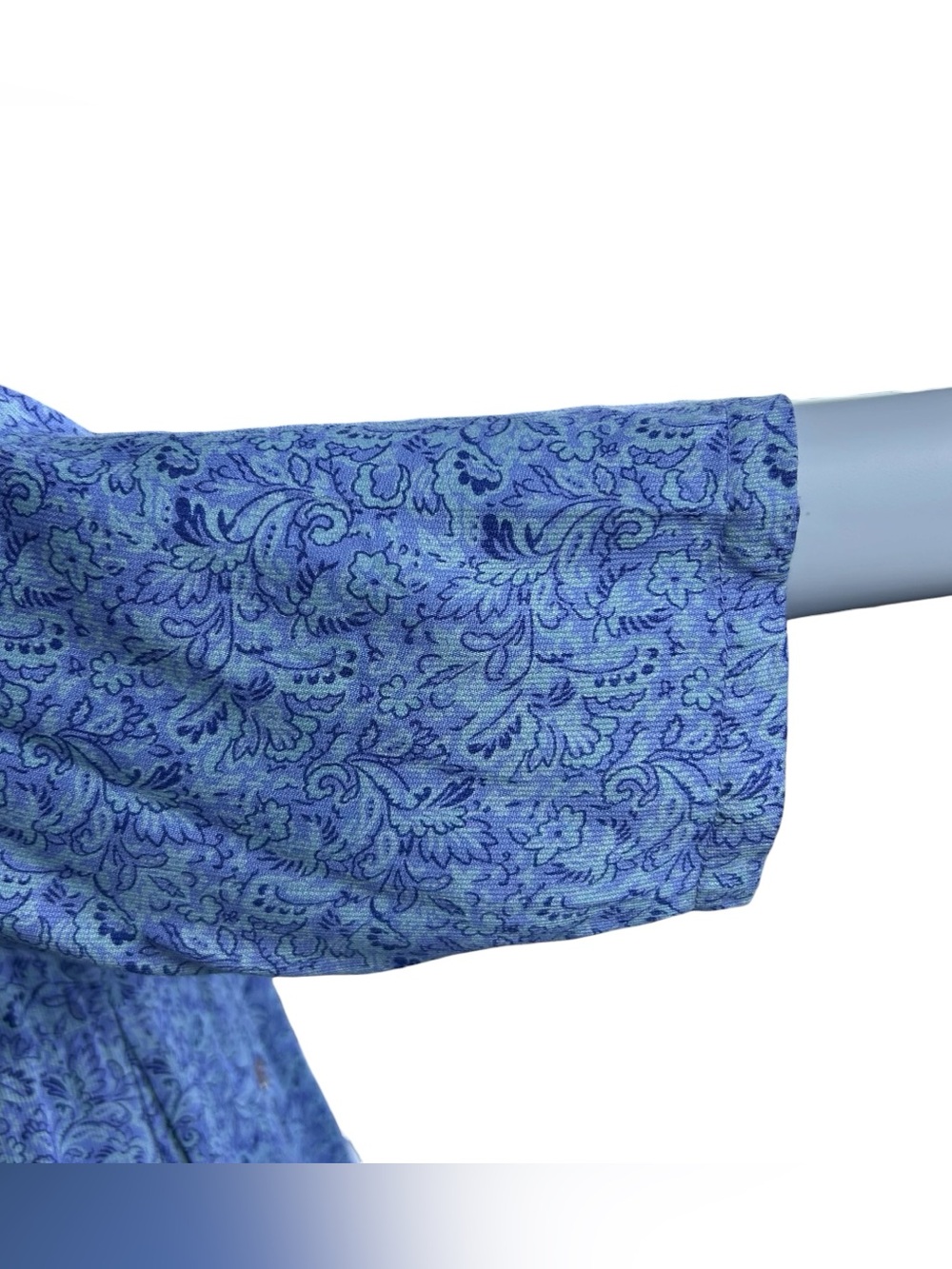 April Cornell Floral Maxi Shirt Dress Size L Rayon Blue Boho Cottagecore Country - Picture 12 of 16